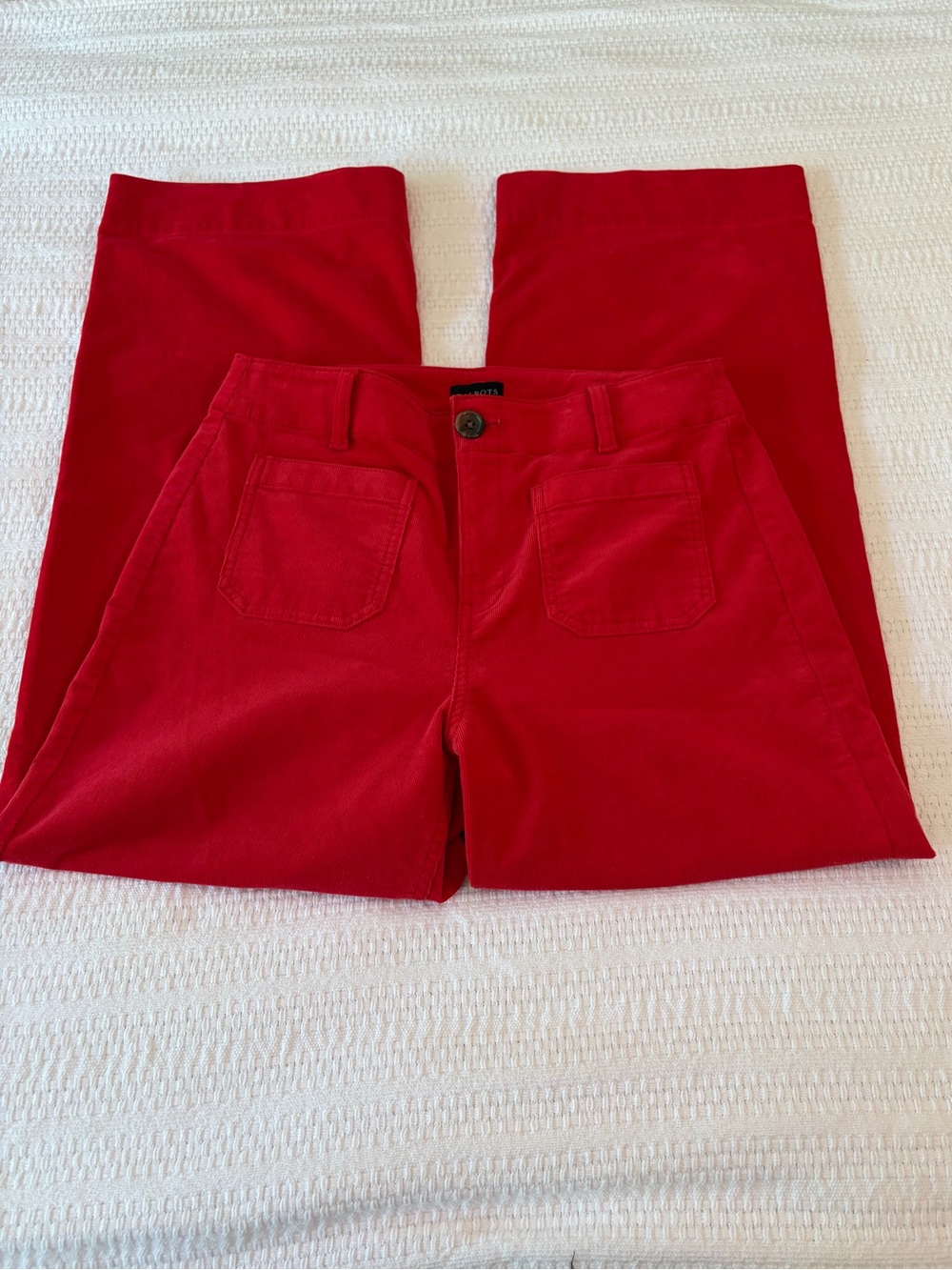 Talbots Bright Red Corduroy Wide Leg Pants
